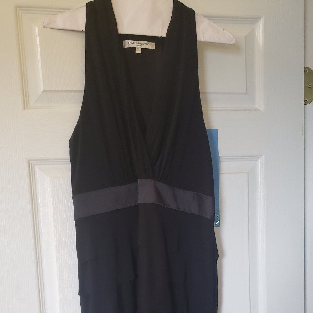 Woman's Ruffled  Chiffon Black Dress size 14